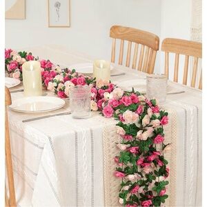 9 Pack 72 FT Artificial Flower Garland, Fake Pink Roses Vines Silk Flowers